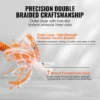 Double Braided Polyester Rope, 1/2 in x 120 ft, 48 Strands, 8000 LBS Breaking Strength Outdoor Climbing Rope, Arborist Rigging Rope for Rock Hiking Camping Swing Rappelling Rescue, Orange/Black - Image 2