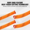 Double Braided Polyester Rope, 1/2 in x 120 ft, 48 Strands, 8000 LBS Breaking Strength Outdoor Climbing Rope, Arborist Rigging Rope for Rock Hiking Camping Swing Rappelling Rescue, Orange/Black - Image 5