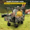 Collapsible Folding Wagon with Removable Canopy, Heavy Duty Foldable Wagon Utility Cart for Garden, Camping, Grocery Cart, Beach Wagon Cart with Wheels and Rear Storage, Camouflage - Image 11