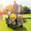 Collapsible Folding Wagon with Removable Canopy, Heavy Duty Foldable Wagon Utility Cart for Garden, Camping, Grocery Cart, Beach Wagon Cart with Wheels and Rear Storage, Camouflage - Image 17