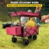 Extra Large Collapsible Garden Cart with Removable Canopy, Folding Wagon Utility Carts with Wheels and Rear Storage, Wagon Cart for Garden, Camping, Grocery Cart, Shopping Cart, Red - Image 11