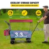Extra Large Collapsible Garden Cart with Removable Canopy, Folding Wagon Utility Carts with Wheels and Rear Storage, Wagon Cart for Garden, Camping, Grocery Cart, Shopping Cart, Red - Image 12