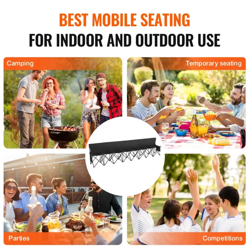 8 Seat Portable Folding Sport Bench Outdoor Camping Chair with Carry Bag - Image 5