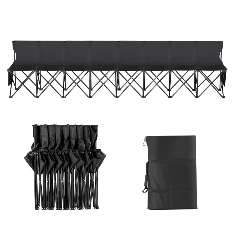 8 Seat Portable Folding Sport Bench Outdoor Camping Chair with Carry Bag - Image 8
