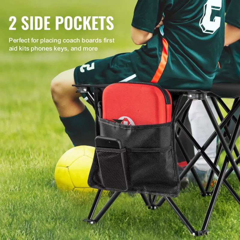 VEVOR 6 Seat Portable Folding Sport Bench Outdoor Camping Chair with Carry Bag - Image 2