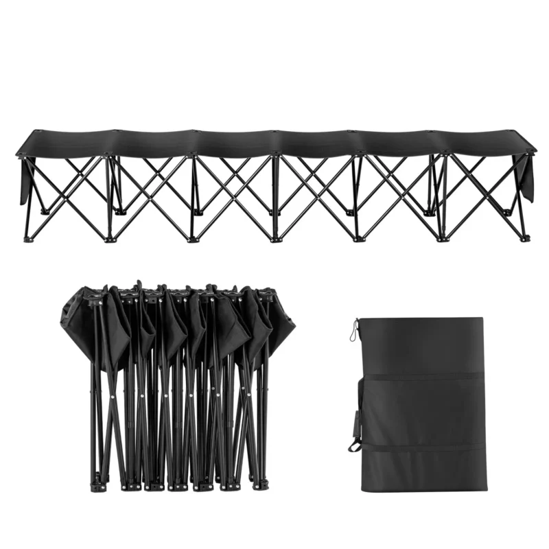 VEVOR 6 Seat Portable Folding Sport Bench Outdoor Camping Chair with Carry Bag - Image 8