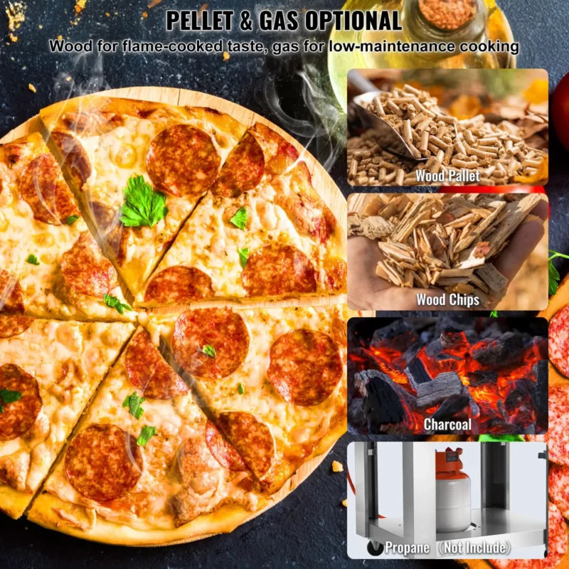 22" Outdoor Pizza Oven Portable Pellet/Gas Oven with Casters for Camping - Image 2