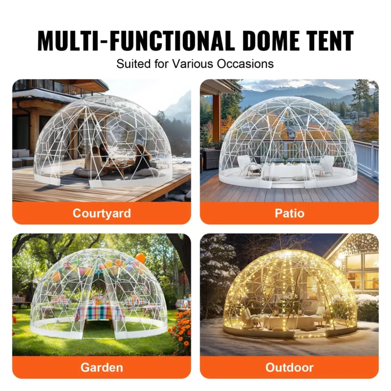 12FT Dome Bubble Tent Outdoor House Camping Shelter w/ Transparent Window - Image 4
