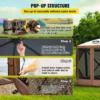 Camping Gazebo Screen Tent, 12*12ft, 6 Sided Pop-up Canopy Shelter Tent with Mesh Windows, Portable Carry Bag, Stakes, Large Shade Tents for Outdoor Camping, Lawn and Backyard, Brown/Beige - Image 33
