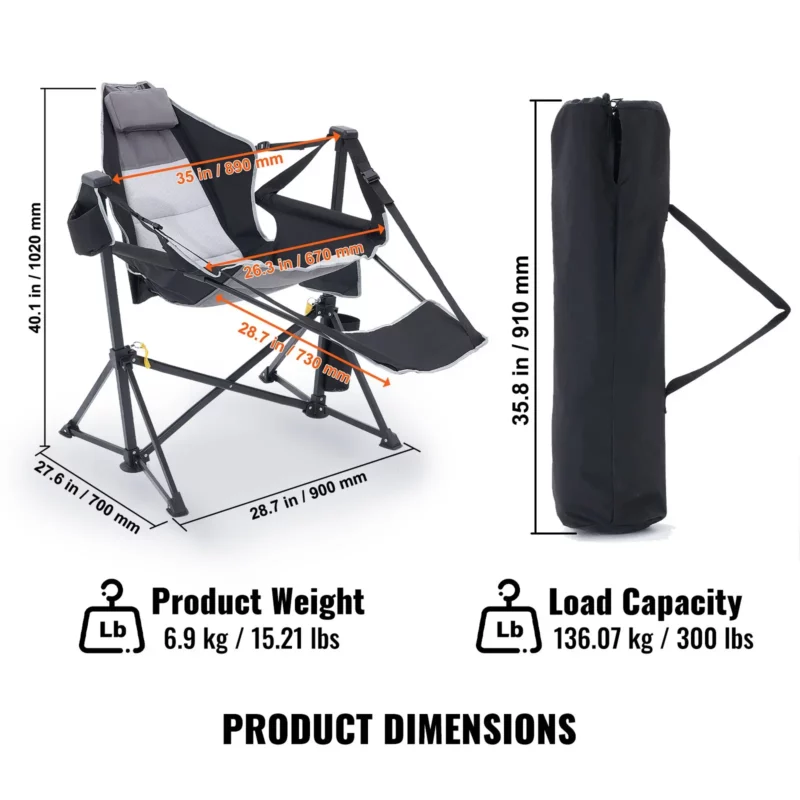 VEVOR Camping Chair Hammock Chair 300 lbs Load Capacity Hammock Folding Chair - Image 3