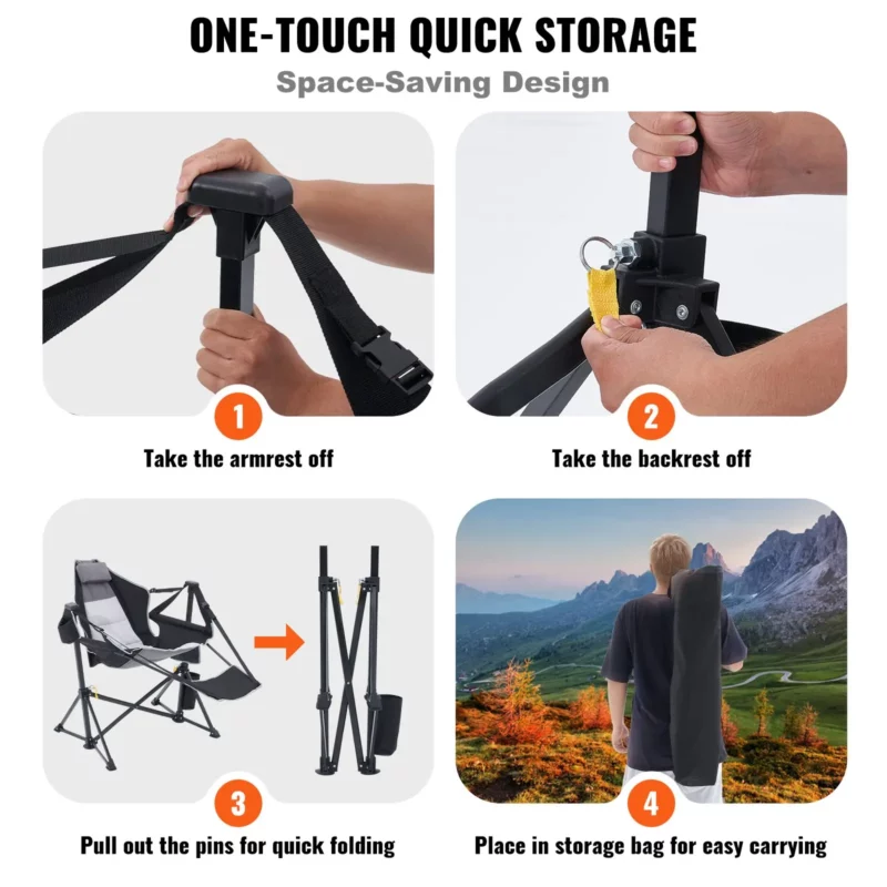 VEVOR Camping Chair Hammock Chair 300 lbs Load Capacity Hammock Folding Chair - Image 6