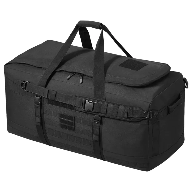Tactical Duffle Bag 100L Gym Bag Duffle with Molle Design and Multi-mesh Bag, for workouts, cycling, gym sessions, yoga, beach trips, swimming pools, hunting, hiking, camping, practice days, weekend getaways, and many outdoor activities. - Image 9