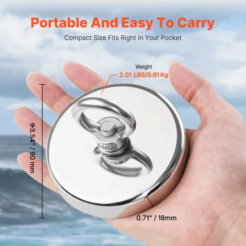 Fishing Magnet Super Strong Heavy Duty Rare Earth Neodymium Pull Force 1000 LBS - Image 4