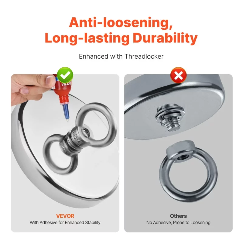 1300 LBS Strong Fishing Magnet Kit Single Sided Pull Force and Rope Carabiner - Image 4