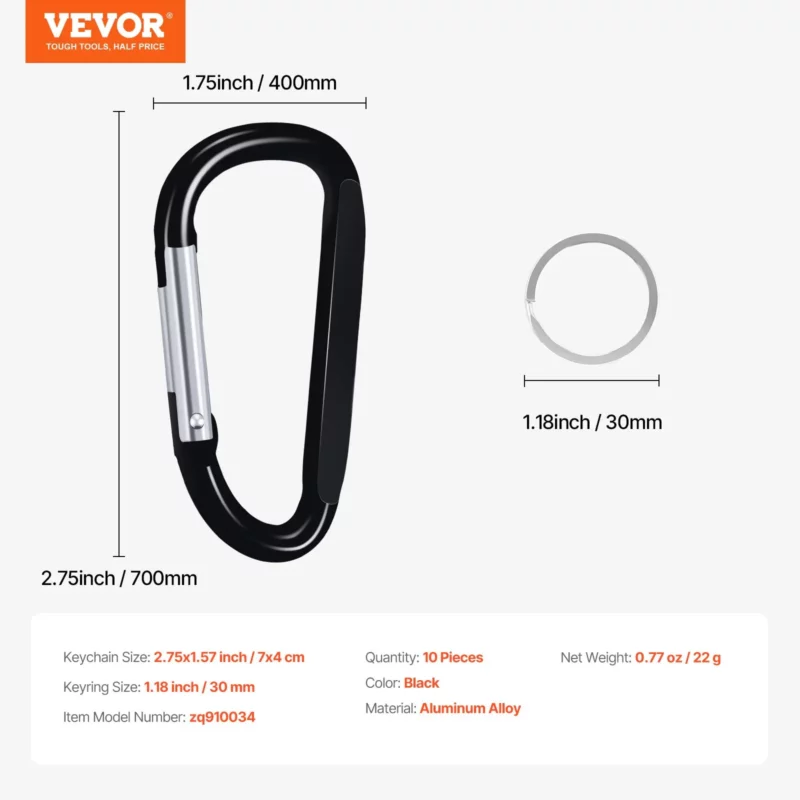 Caribeaner Clip Spring Snap Hook Keyring Camping Sports Karabiner 10 PCS - Image 6