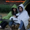 Camping Blanket 79" x 59" Wearable Warm Stadium Blanket Outdoor Light Grey - Image 4