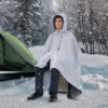 Camping Blanket 79" x 59" Wearable Warm Stadium Blanket Outdoor Light Grey - Image 7