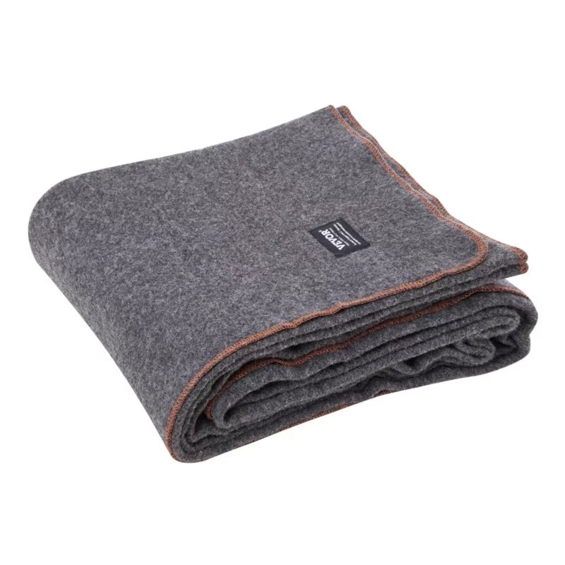 Wool Camping Blanket 64" x 88" Warm for Camping Hiking Travel Light Grey - Image 8