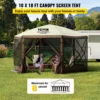 Camping Gazebo Screen Tent, 12*12ft, 6 Sided Pop-up Canopy Shelter Tent with Mesh Windows, Portable Carry Bag, Stakes, Large Shade Tents for Outdoor Camping, Lawn and Backyard, Brown/Beige - Image 41
