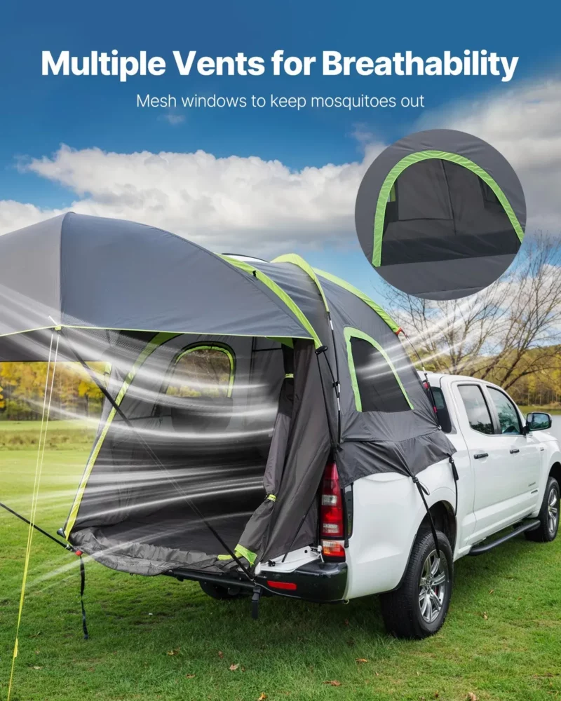 Truck Tent 8.0-8.2ft Waterproof PU2000 Truck Bed Camping Tent 2-3 Person - Image 6