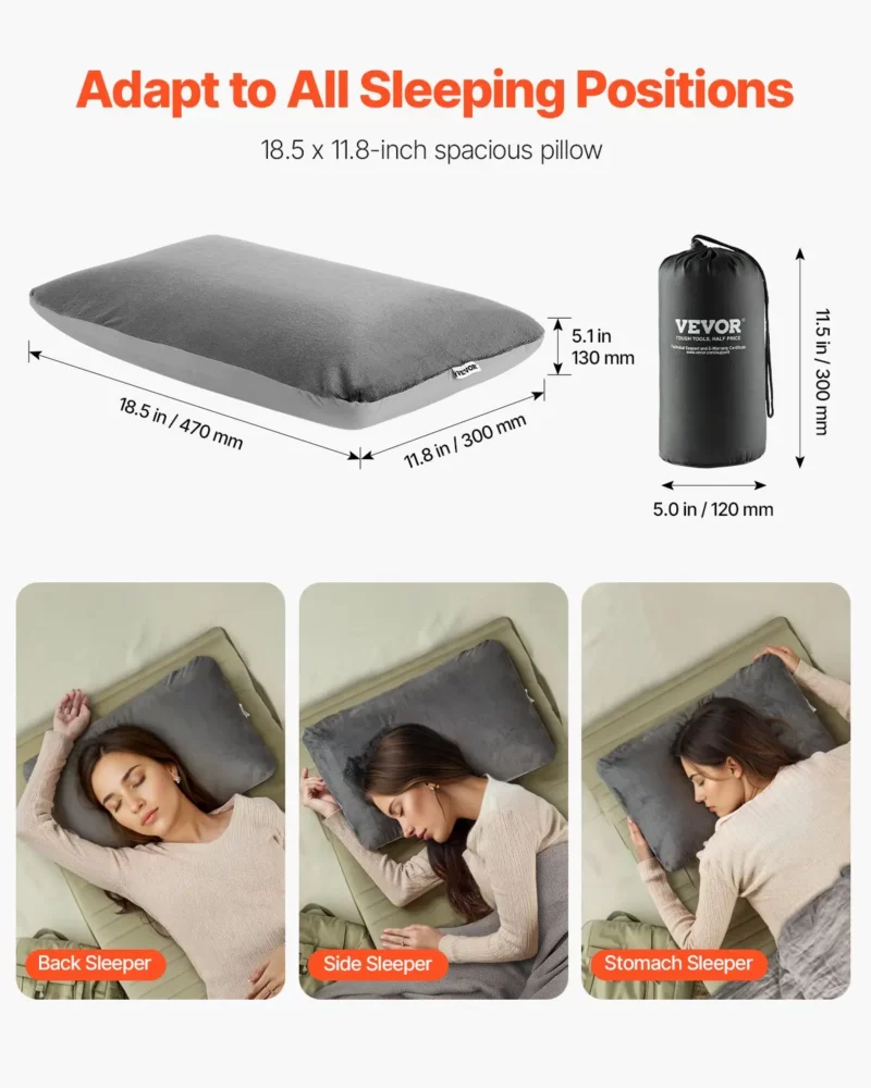 Camping Pillow Lightweight Portable Travel Pillow Memory Foam & Washable Cover - Image 3