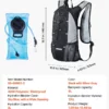 Lightweight Hydration Pack Backpack 2L Water Bladder Cycling Running Hiking - Image 6