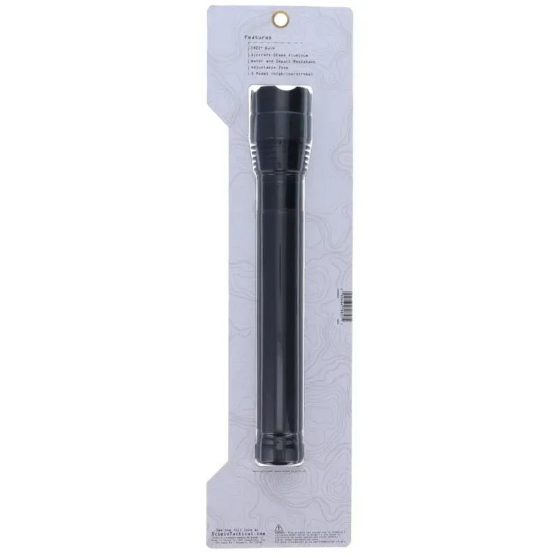 Scipio Tactical Flashlight S3201G 12-inch Aluminum 500 Lumens Camping EDC Torch - Black - Image 3