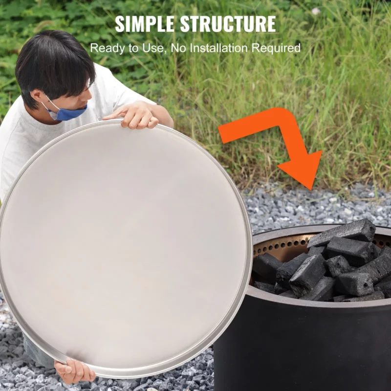 Fire Pit Cover Lid, 27" Portable Firepit Spark Screen,Stainless Steel Steel Metal Cover, Easy-Opening Outdoor Wood Burning and Camping Stove Accessory, for Outdoor Patio Fire Pits Backyard - Image 4