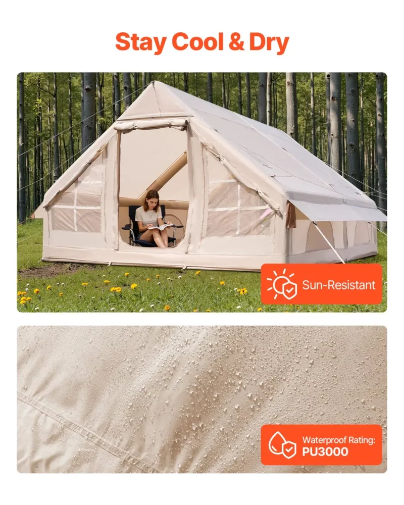 Inflatable Tent for Camping 5-8 Person Glamping Tent with Pump Easy Set up - Image 3