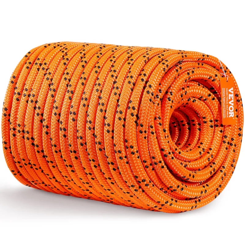 Double Braided Polyester Rope, 3/4 in x 220 ft, 24 Strands, 20000 LBS Breaking Strength Outdoor Rope, Arborist Rigging Rope for Rock Hiking Camping Swing Rappelling Rescue, Orange/Black - Image 20