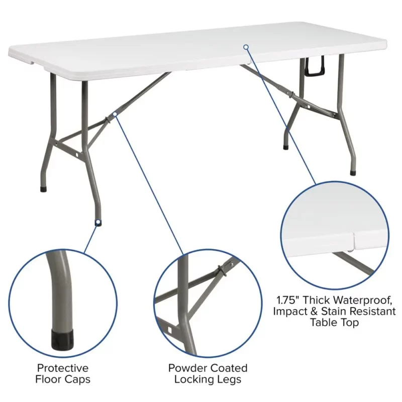 Tent Set-10'x10' Wheeled Blue Canopy Tent, 6-Foot Table, 4 White Folding Chairs - Image 4