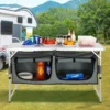 Camping Kitchen Table, Quick set-up Folding Camping Table, 3 Adjustable Heights, MDF Camping Table, Ideal for Outdoor Picnics, BBQs, Camping, RV Traveling - Image 8