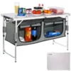 Camping Kitchen Table, Quick set-up Folding Camping Table, 3 Adjustable Heights, MDF Camping Table, Ideal for Outdoor Picnics, BBQs, Camping, RV Traveling - Image 12