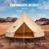 Canvas Bell Tent, 4 Seasons 3 m/9.8ft Yurt Tent, Canvas Tent for Camping with Stove Jack, Breathable Tent Holds up to 4 People, Family Camping Outdoor Hunting Party - Image 6
