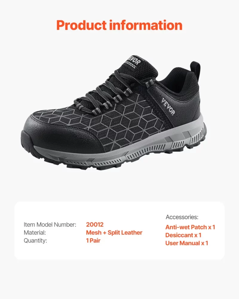 Steel Toe Shoes for Men US Size 13 Wide Athletic Work Shoe Sneakers Black - Image 6