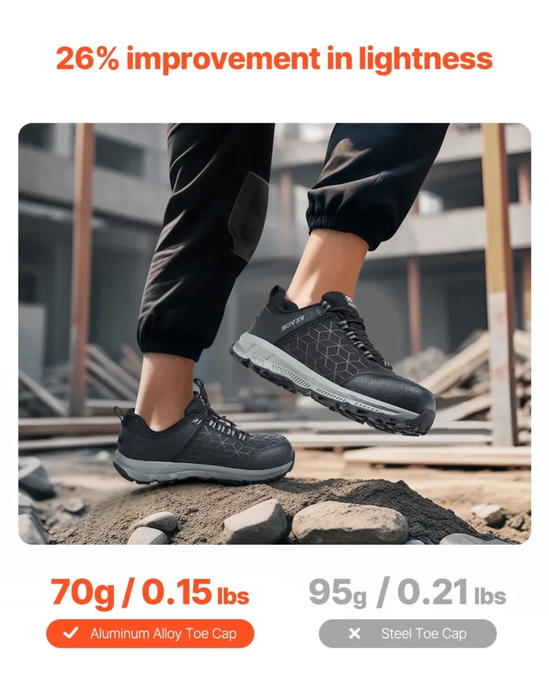Steel Toe Shoes for Men US Size 11 Wide Athletic Work Shoe Sneakers Black - Image 2