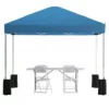Tent Set-10'x10' Wheeled Blue Canopy Tent, 6-Foot Table, 4 White Folding Chairs - Image 6
