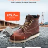 Steel Toe Work Boots US Size 10.5 Waterproof Moc Toe for Men Slip-Resistant - Image 2