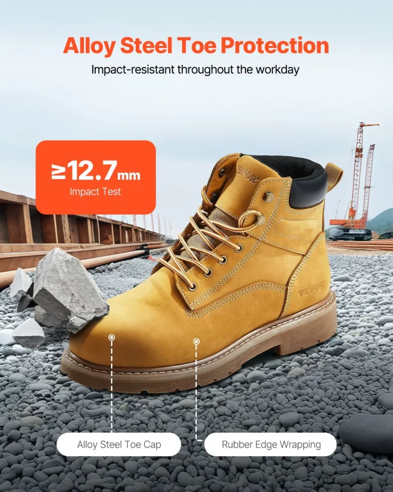 Steel Toe Work Boots US Size 9 Waterproof for Men Slip-Resistant - Image 2