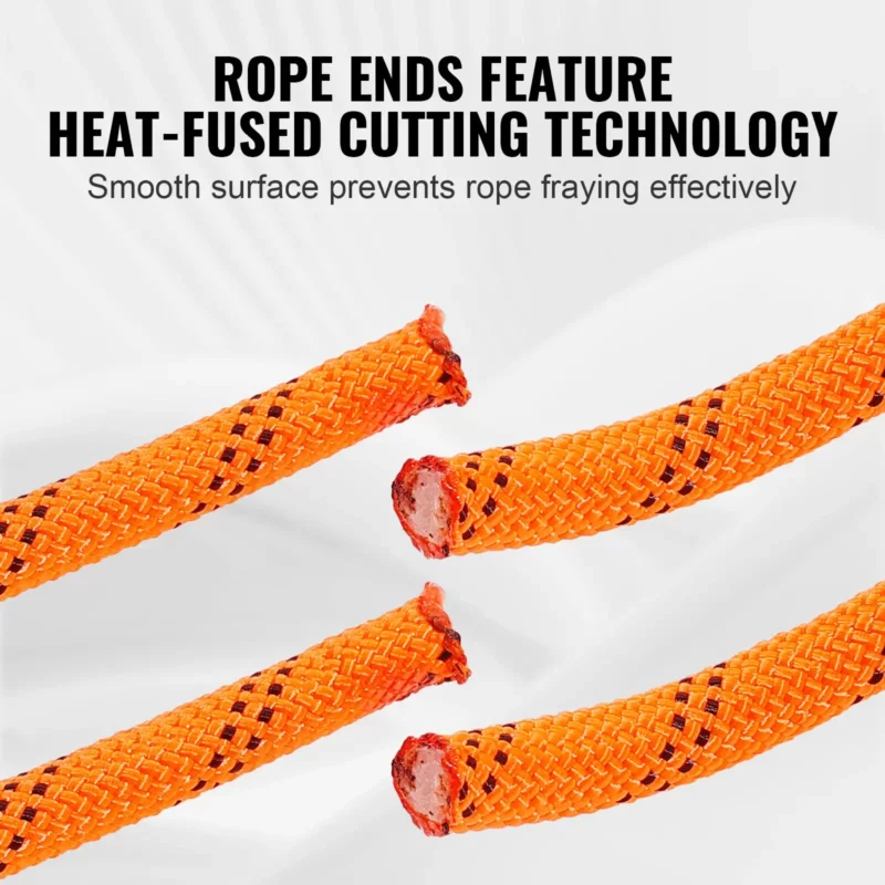 Double Braided Polyester Rope, 1/2 in x 220 ft, 48 Strands, 8000 LBS Breaking Strength Outdoor Climbing Rope, Arborist Rigging Rope for Rock Hiking Camping Swing Rappelling Rescue, Orange/Black - Image 15