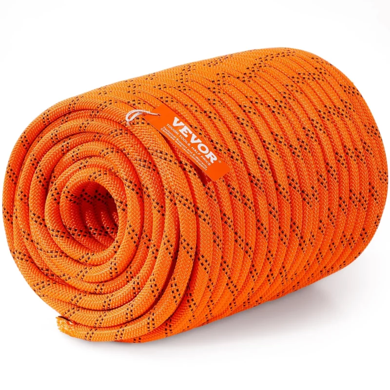 Double Braided Polyester Rope, 1/2 in x 220 ft, 48 Strands, 8000 LBS Breaking Strength Outdoor Climbing Rope, Arborist Rigging Rope for Rock Hiking Camping Swing Rappelling Rescue, Orange/Black - Image 19