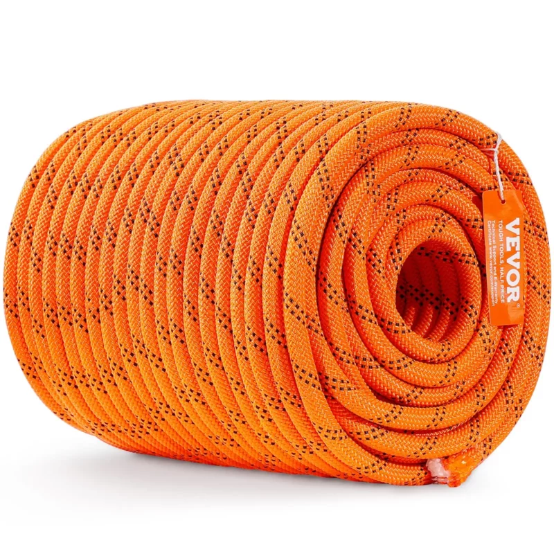 Double Braided Polyester Rope, 1/2 in x 220 ft, 48 Strands, 8000 LBS Breaking Strength Outdoor Climbing Rope, Arborist Rigging Rope for Rock Hiking Camping Swing Rappelling Rescue, Orange/Black - Image 20