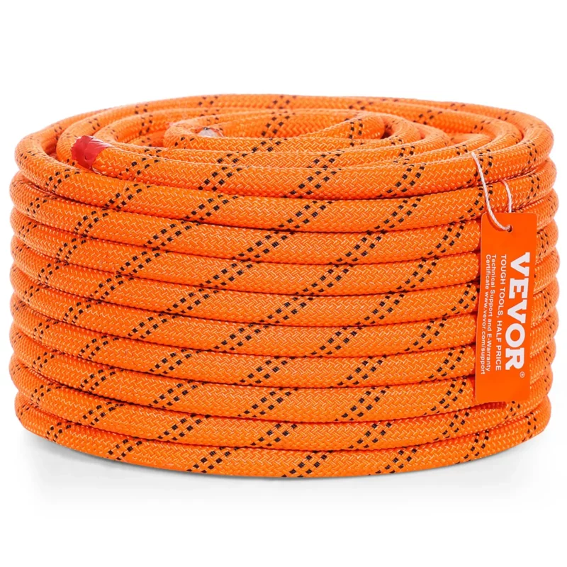Double Braided Polyester Rope, 1/2 in x 120 ft, 48 Strands, 8000 LBS Breaking Strength Outdoor Climbing Rope, Arborist Rigging Rope for Rock Hiking Camping Swing Rappelling Rescue, Orange/Black - Image 18