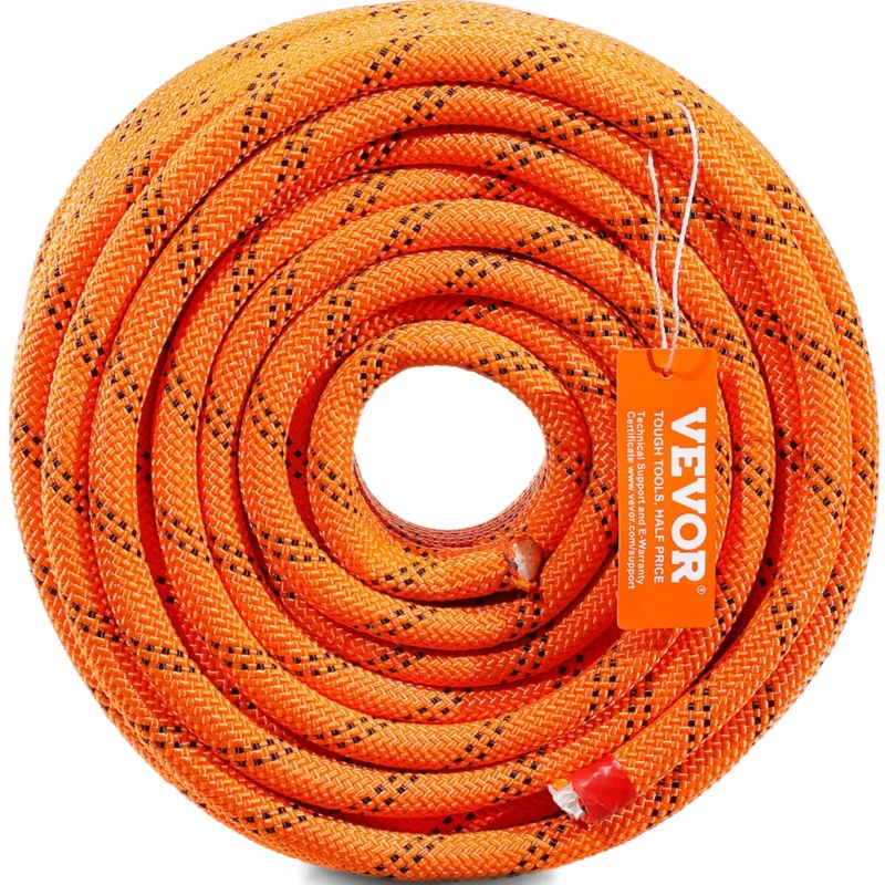 Double Braided Polyester Rope, 1/2 in x 120 ft, 48 Strands, 8000 LBS Breaking Strength Outdoor Climbing Rope, Arborist Rigging Rope for Rock Hiking Camping Swing Rappelling Rescue, Orange/Black - Image 20
