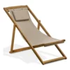 East West Furniture Modern Outdoor Patio Garden Camping Chairs - Beacher Monroe Polyester Fabric Relax Chairs Set of 2 - Natural Oil Finish - Image 3