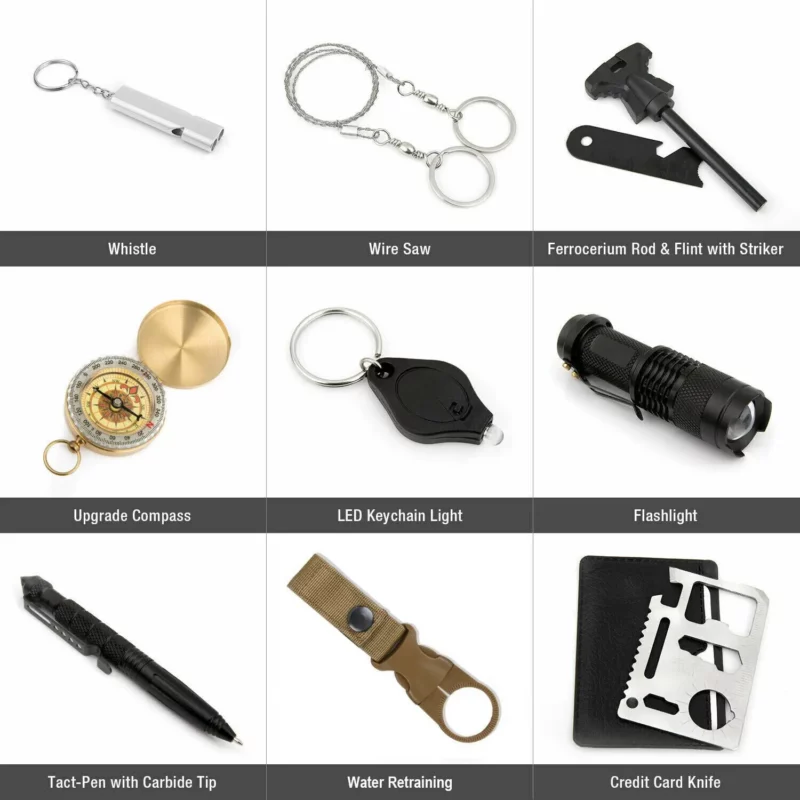 14 in 1 Outdoor Emergency Survival And Safety Gear Kit Camping Tactical Tools SOS EDC Case - Image 14