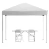 Tent Set - 10'x10' White Canopy Tent, 6-Foot Table Set of 4 White Folding Chairs