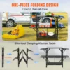 Camping Kitchen Table, One-piece Folding Portable Cook Station with A Carrying Bag, Aluminum Camping Table 4 Iron Side Tables & 2 Shelves, Ideal for Outdoor Picnics, BBQs, Camping, RV Traveling - Image 3