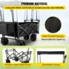 Extra Large Collapsible Garden Cart with Removable Canopy, Folding Wagon Utility Carts with Wheels and Rear Storage, Wagon Cart for Garden, Camping, Grocery Cart, Shopping Cart, Black - Image 3