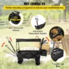 Extra Large Collapsible Garden Cart with Removable Canopy, Folding Wagon Utility Carts with Wheels and Rear Storage, Wagon Cart for Garden, Camping, Grocery Cart, Shopping Cart, Black - Image 5